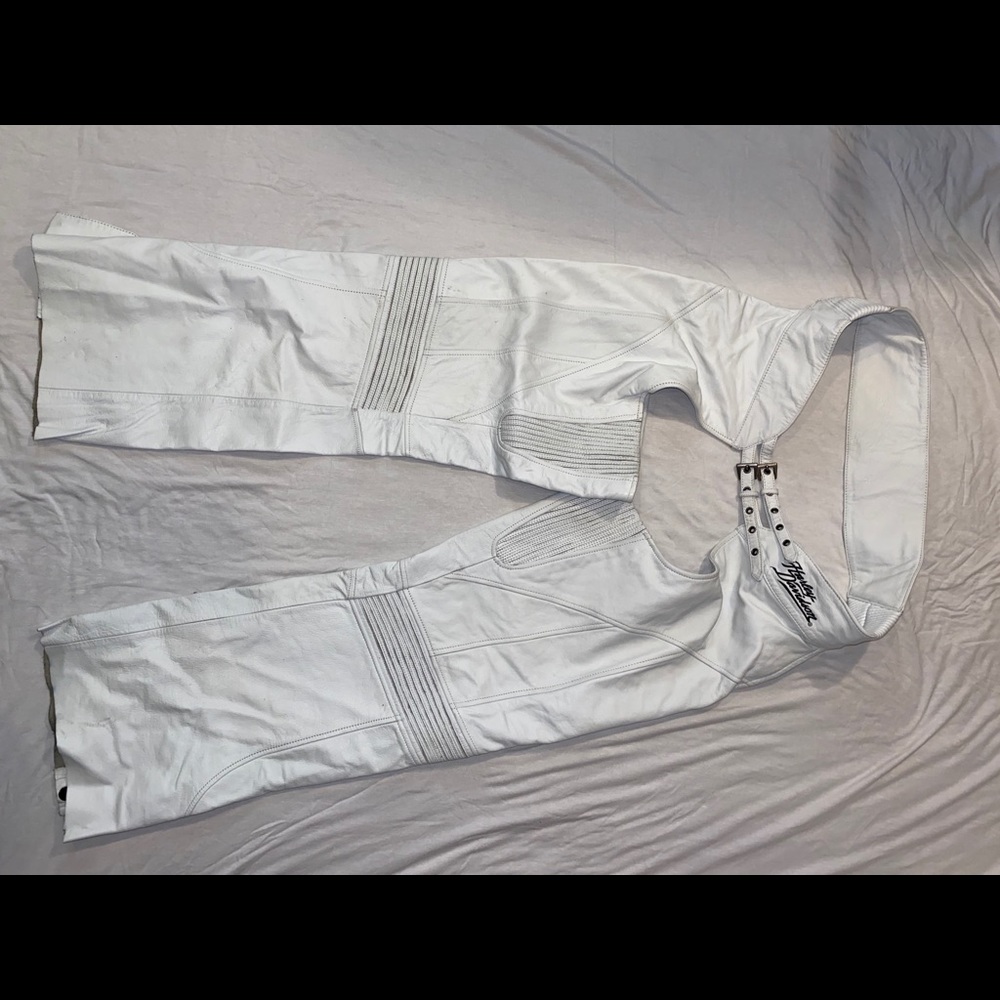 White leather Harley-Davidson chaps